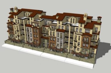 Sketchup别墅模型|叠拼别墅，多层洋房，西班牙风格，古典风格-BIM建筑网