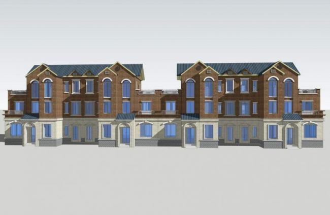 Sketchup别墅模型|联排别墅,英式古典风格 Sketchup别墅模型|联排别墅,英式古典风格