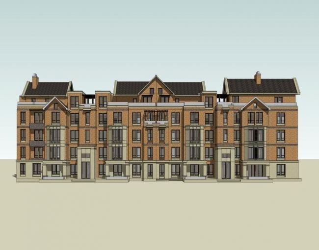 Sketchup别墅模型|叠拼别墅,英式古典风格 Sketchup别墅模型|叠拼别墅,英式古典风格