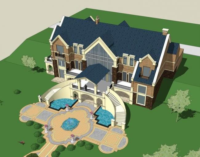 Sketchup别墅模型|独栋别墅,英式古典风格 Sketchup别墅模型|独栋别墅,英式古典风格