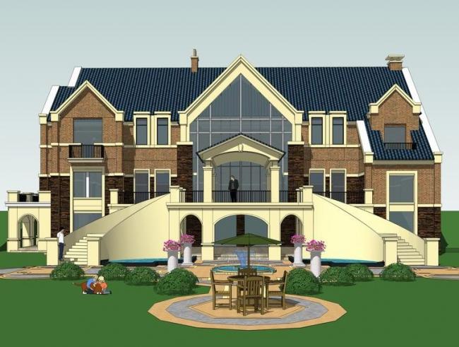 Sketchup别墅模型|独栋别墅,英式古典风格 Sketchup别墅模型|独栋别墅,英式古典风格