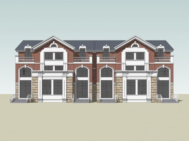 Sketchup别墅模型|联排别墅,英式古典风格 Sketchup别墅模型|联排别墅,英式古典风格