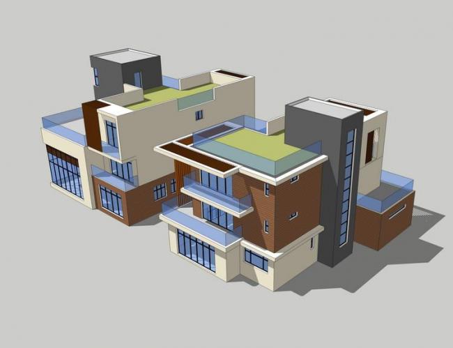 Sketchup别墅模型|独栋别墅,现代风格 Sketchup别墅模型|独栋别墅,现代风格