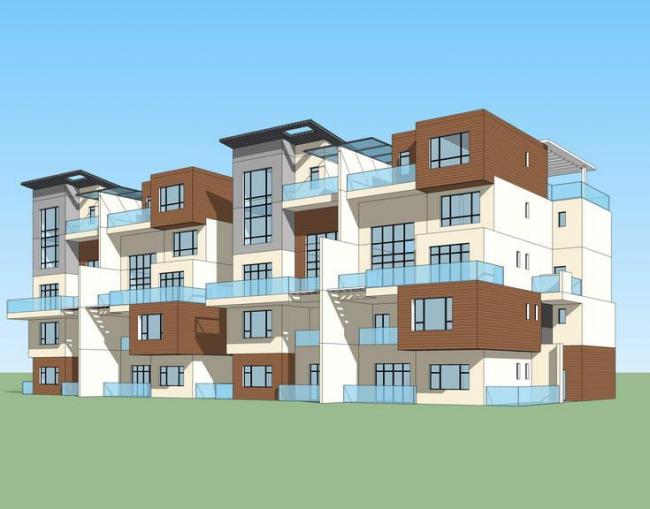 Sketchup别墅模型|叠拼别墅,现代风格 Sketchup别墅模型|叠拼别墅,现代风格