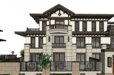 Sketchup别墅模型|联排别墅，花园洋房，新中式风格-BIM建筑网