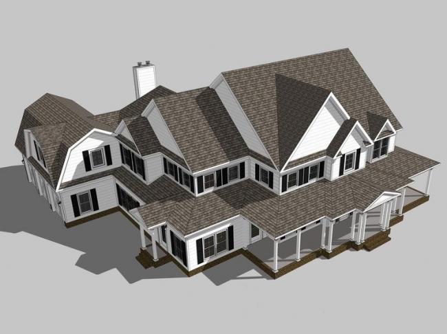 Sketchup别墅模型|独栋别墅,美式风格 Sketchup别墅模型|独栋别墅,美式风格