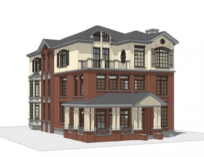 Sketchup别墅模型|独栋别墅,古典风格 Sketchup别墅模型|独栋别墅,古典风格