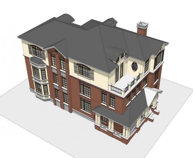 Sketchup别墅模型|独栋别墅,古典风格 Sketchup别墅模型|独栋别墅,古典风格