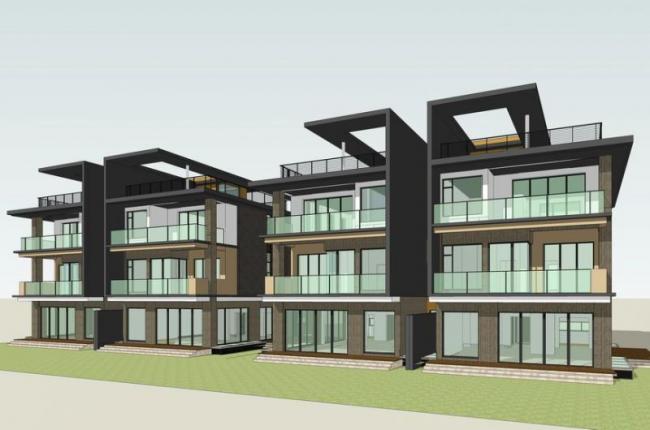 Sketchup别墅模型|双拼别墅,现代风格 Sketchup别墅模型|双拼别墅,现代风格