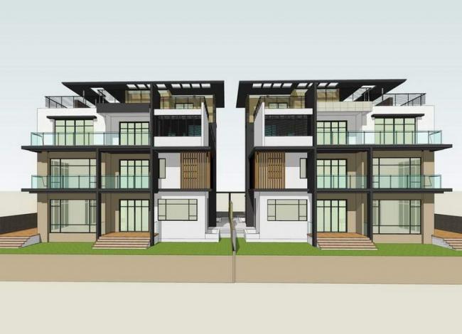 Sketchup别墅模型|双拼别墅,现代风格 Sketchup别墅模型|双拼别墅,现代风格