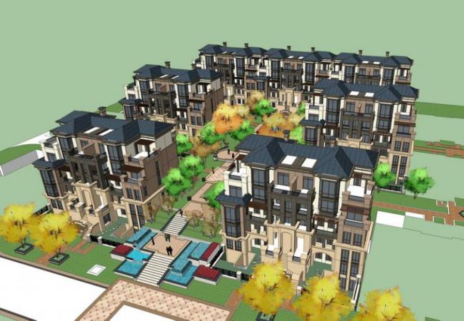 Sketchup别墅模型|联排别墅,古典风格 Sketchup别墅模型|联排别墅,古典风格