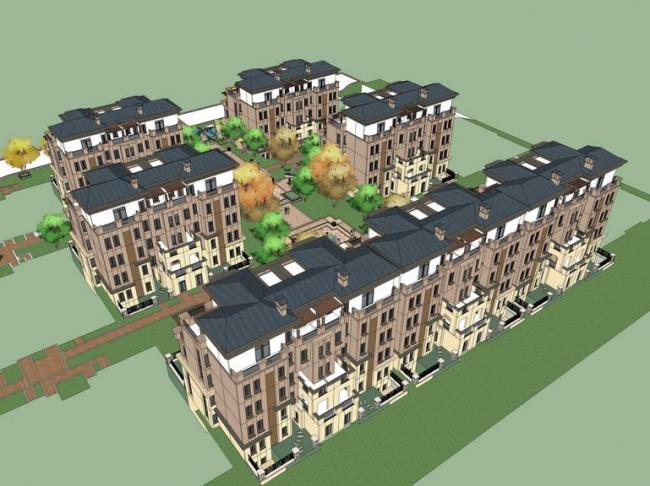 Sketchup别墅模型|联排别墅,古典风格 Sketchup别墅模型|联排别墅,古典风格