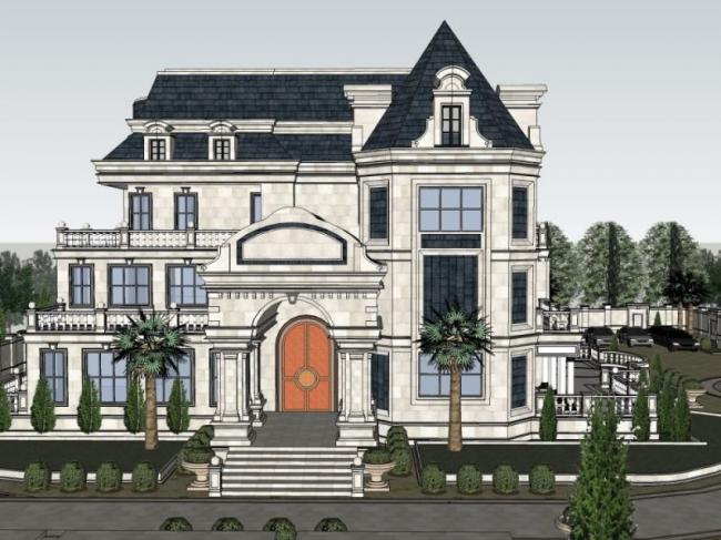 Sketchup别墅模型|叠拼别墅,古典风格 Sketchup别墅模型|叠拼别墅,古典风格