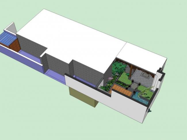 Sketchup别墅模型|别墅院子,新中式风格 Sketchup别墅模型|别墅院子,新中式风格