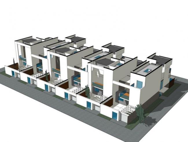 Sketchup别墅模型|联排别墅,新中式风格 Sketchup别墅模型|联排别墅,新中式风格