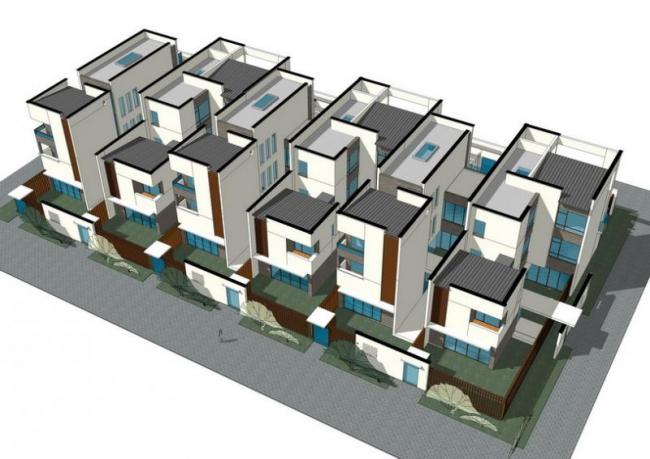 Sketchup别墅模型|联排别墅,新中式风格 Sketchup别墅模型|联排别墅,新中式风格