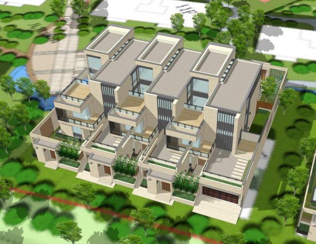 Sketchup别墅模型|联排别墅,现代风格 Sketchup别墅模型|联排别墅,现代风格