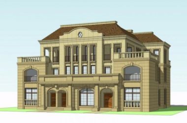 Sketchup别墅模型|双拼别墅，法式风格，古典风格-BIM建筑网