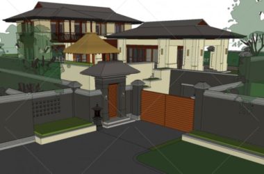 Sketchup别墅模型|独栋别墅，万科，中式风格-BIM建筑网