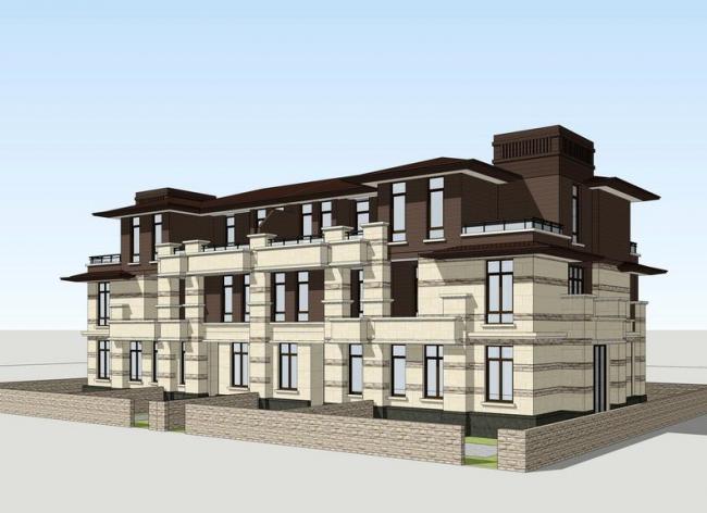 Sketchup别墅模型|联排别墅,法式古典风格 Sketchup别墅模型|联排别墅,法式古典风格