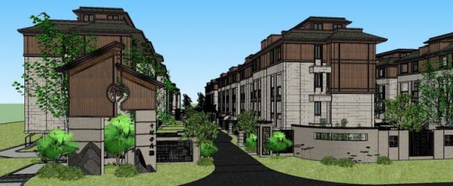 Sketchup别墅模型|联排别墅,新古典风格 Sketchup别墅模型|联排别墅,新古典风格