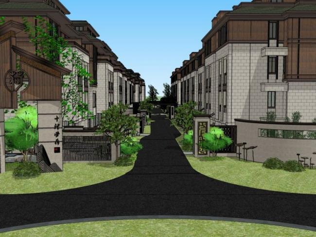 Sketchup别墅模型|联排别墅,新古典风格 Sketchup别墅模型|联排别墅,新古典风格