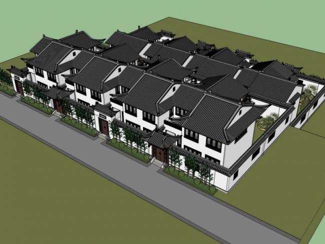Sketchup别墅模型|合院别墅,中式风格 Sketchup别墅模型|合院别墅,中式风格