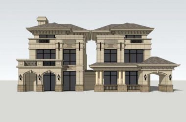 Sketchup别墅模型|双拼别墅，法式风格-BIM建筑网