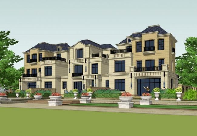 Sketchup别墅模型|联排别墅,法式古典风格 Sketchup别墅模型|联排别墅,法式古典风格
