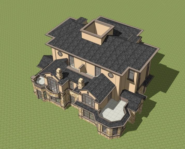 Sketchup别墅模型|双拼别墅,法式古典风格 Sketchup别墅模型|双拼别墅,法式古典风格