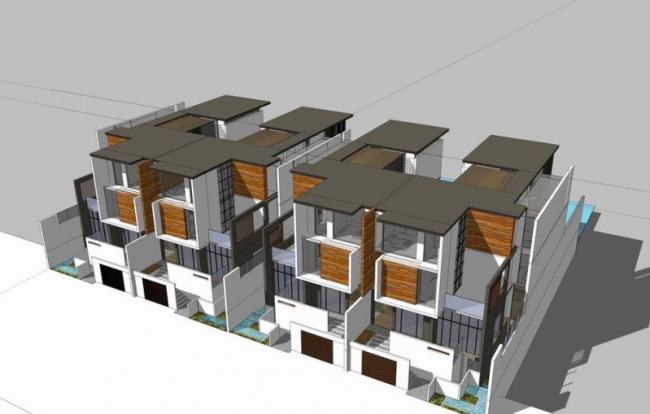 Sketchup别墅模型|联排别墅,现代风格 Sketchup别墅模型|联排别墅,现代风格