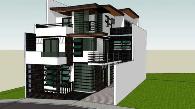 Sketchup别墅模型|独栋别墅,现代风格 Sketchup别墅模型|独栋别墅,现代风格