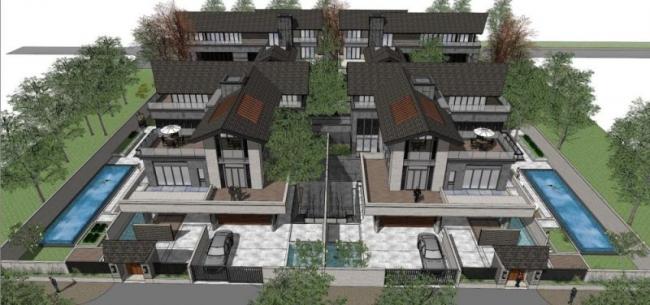 Sketchup别墅模型|联排别墅,中式风格 Sketchup别墅模型|联排别墅,中式风格