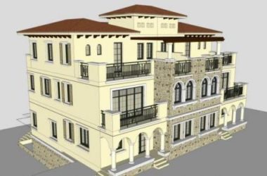 Sketchup别墅模型|叠拼别墅，地中海风格，古典风格-BIM建筑网