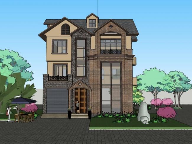 Sketchup别墅模型|叠拼别墅,古典风格 Sketchup别墅模型|叠拼别墅,古典风格