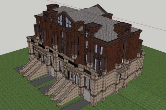 Sketchup别墅模型|叠拼别墅,西方古典风格 Sketchup别墅模型|叠拼别墅,西方古典风格
