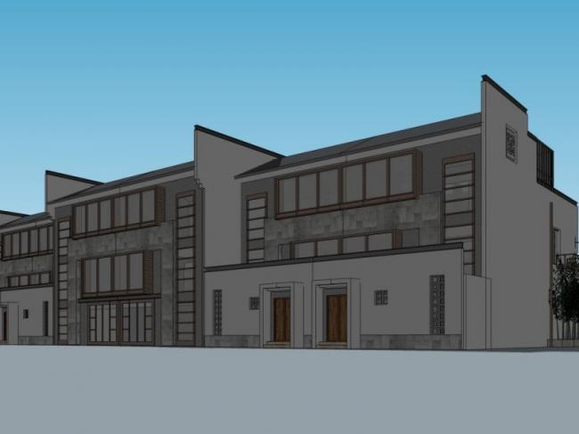 Sketchup别墅模型|联排别墅,东方新古典 Sketchup别墅模型|联排别墅,东方新古典