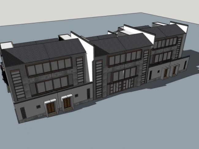 Sketchup别墅模型|联排别墅,东方新古典 Sketchup别墅模型|联排别墅,东方新古典