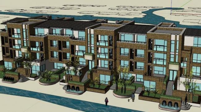 Sketchup别墅模型|联排别墅,现代风格 Sketchup别墅模型|联排别墅,现代风格