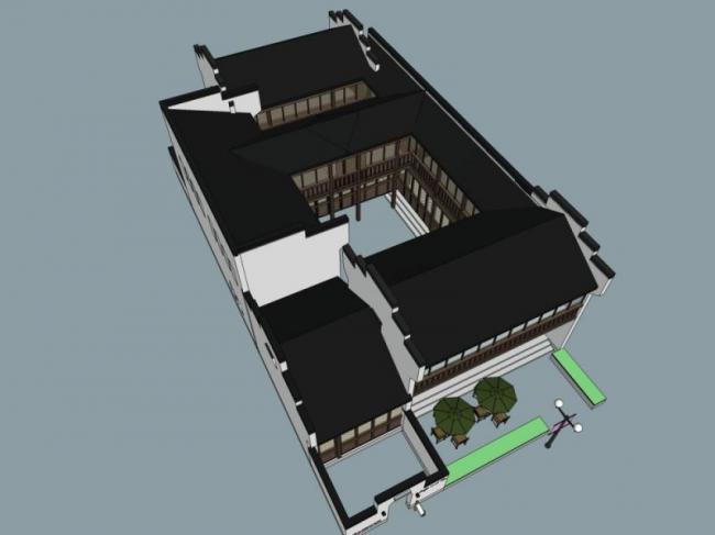 Sketchup别墅模型|四合院,现代中式风格 Sketchup别墅模型|四合院,现代中式风格