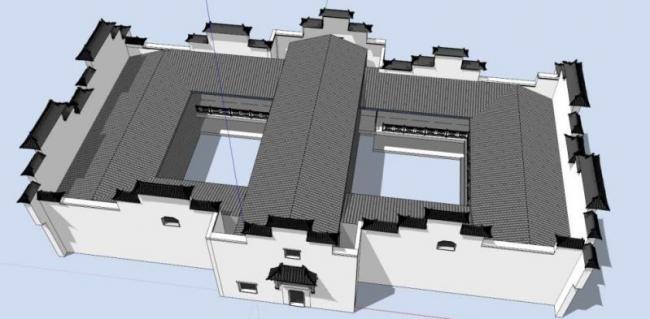 Sketchup别墅模型|多层民居别墅,徽派风格 Sketchup别墅模型|多层民居别墅,徽派风格