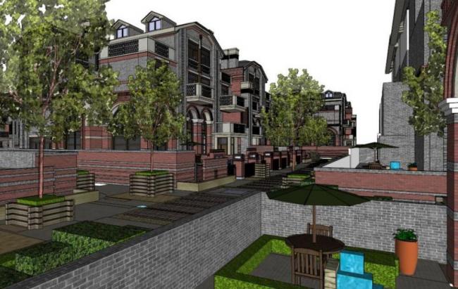 Sketchup别墅模型|联排别墅,现代风格 Sketchup别墅模型|联排别墅,现代风格