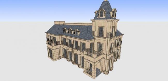 Sketchup别墅模型|多层别墅,古典风格 Sketchup别墅模型|多层别墅,古典风格