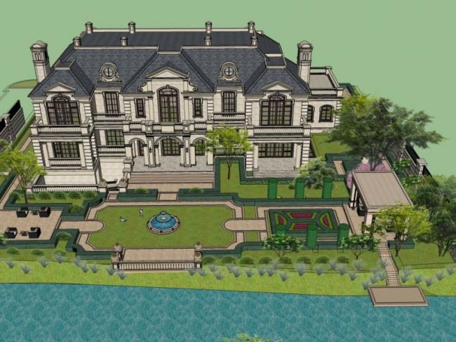 Sketchup别墅模型|叠拼别墅,法式古典风格 Sketchup别墅模型|叠拼别墅,法式古典风格