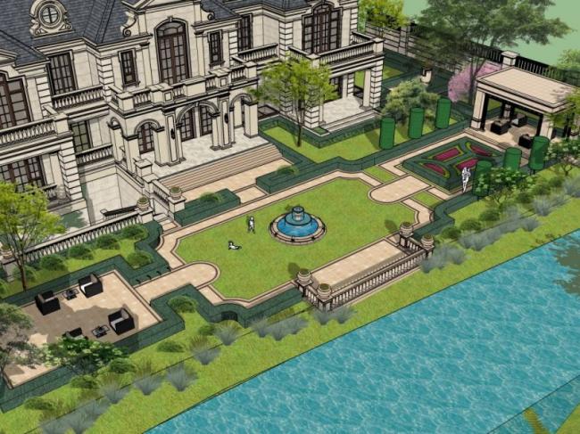 Sketchup别墅模型|叠拼别墅,法式古典风格 Sketchup别墅模型|叠拼别墅,法式古典风格