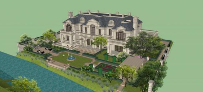 Sketchup别墅模型|叠拼别墅,法式古典风格 Sketchup别墅模型|叠拼别墅,法式古典风格