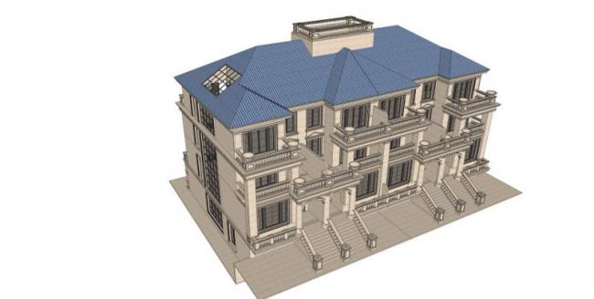 Sketchup别墅模型|叠拼别墅,古典风格 Sketchup别墅模型|叠拼别墅,古典风格