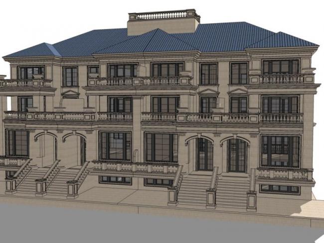 Sketchup别墅模型|叠拼别墅,古典风格 Sketchup别墅模型|叠拼别墅,古典风格