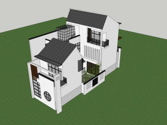 Sketchup别墅模型|独栋别墅,中式风格 Sketchup别墅模型|独栋别墅,中式风格