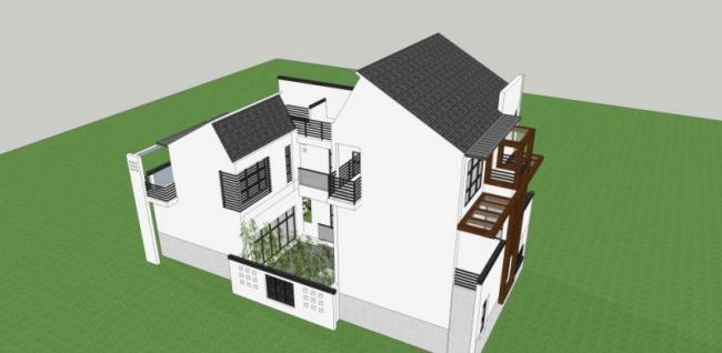 Sketchup别墅模型|独栋别墅,中式风格 Sketchup别墅模型|独栋别墅,中式风格